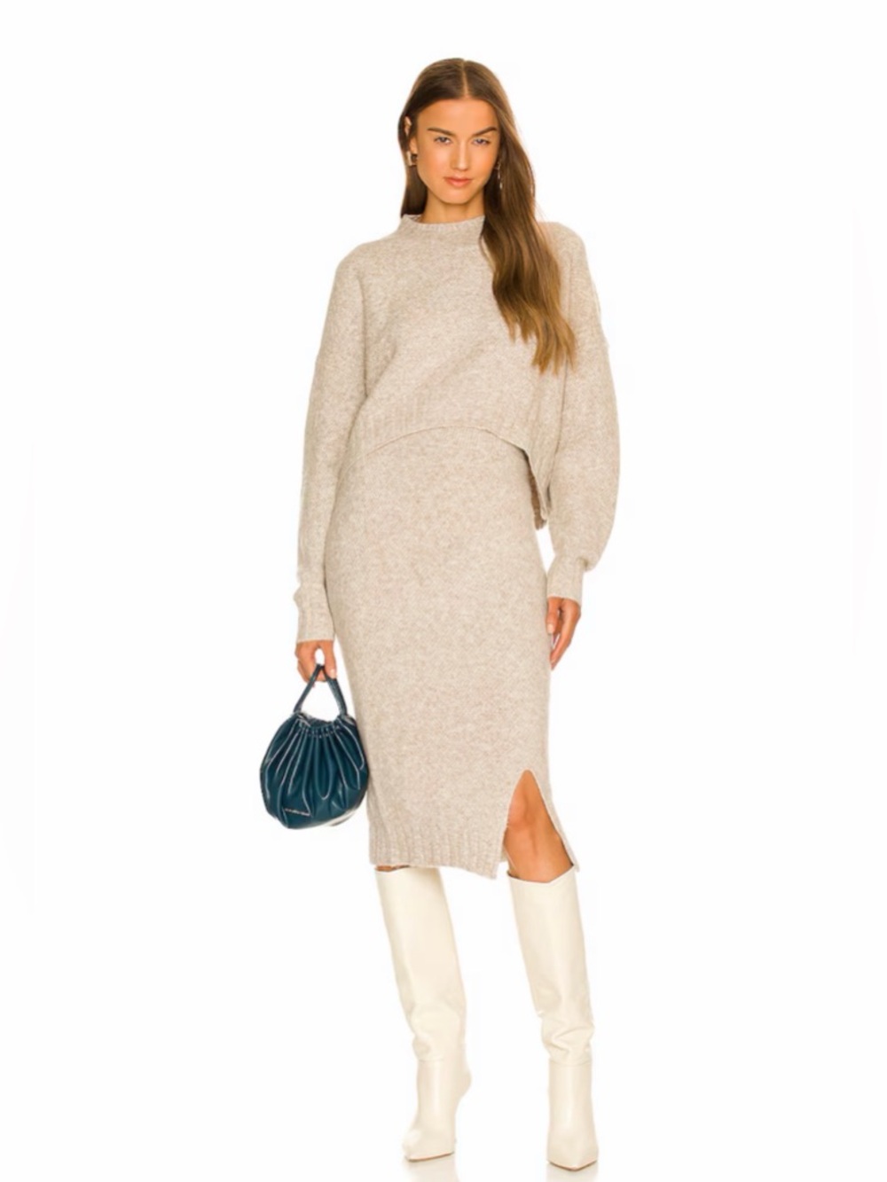Revolve SNDYS Late Lunch Sweater Set in Stone